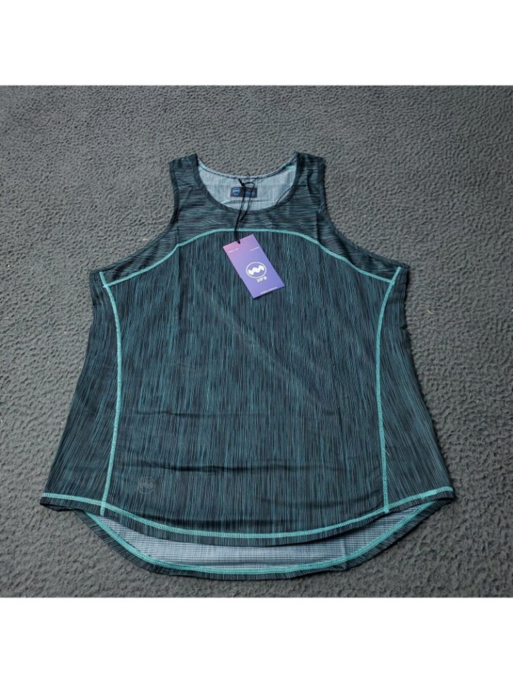 Janji Helio Tech Womens S Small Tank Top Sea Striped Blue Green